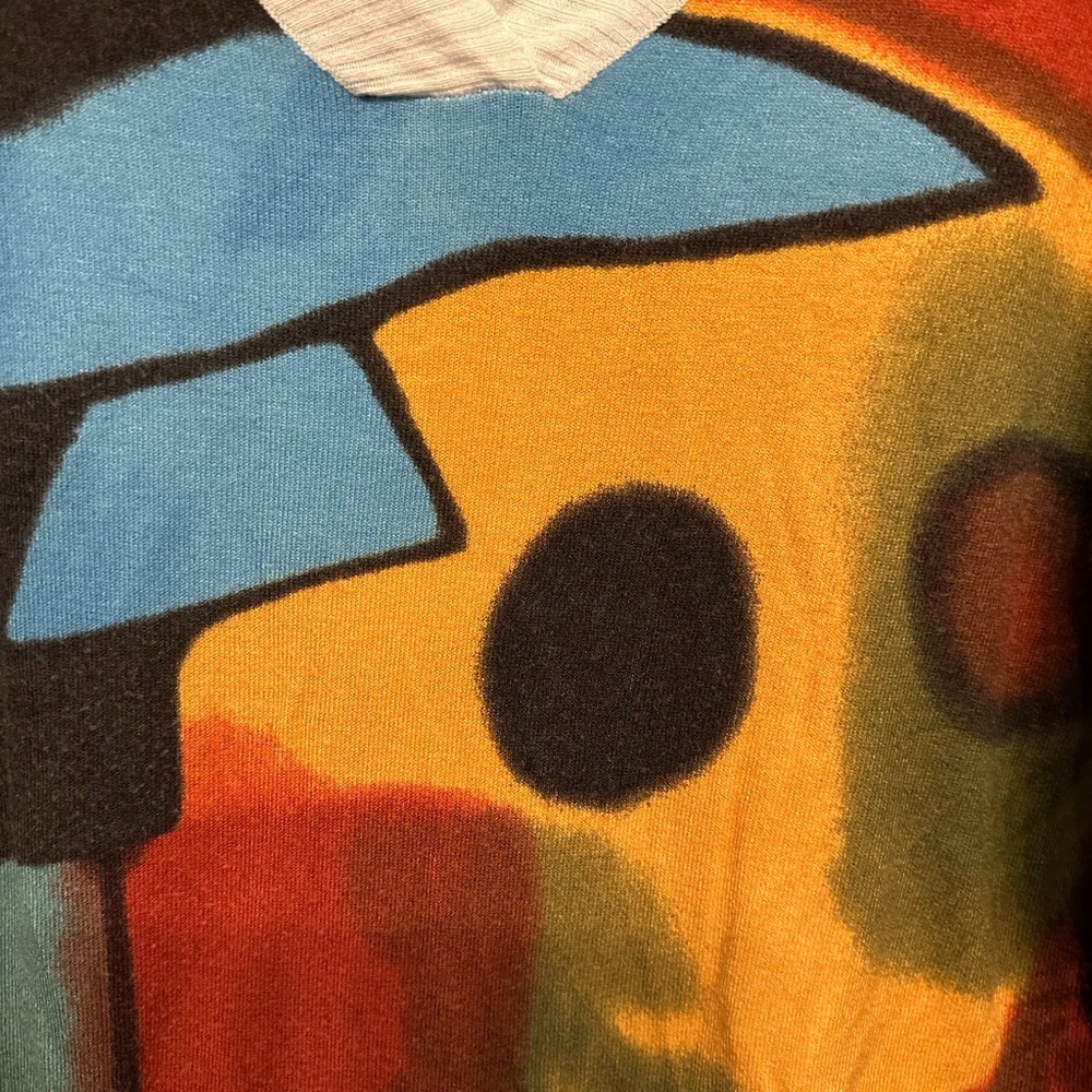 A.Z.I. Vibrant Abstract Colorful V-Neck Sweater Size Large - Picture 3 of 7